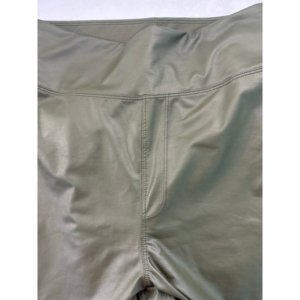 Aerie OFFLINE Real Luxe High Rise Faux Leather Leggings Festive Olive Size MED - Picture 6 of 8